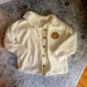 Derek Heart Latge Wool Button Up With Smiley Patch